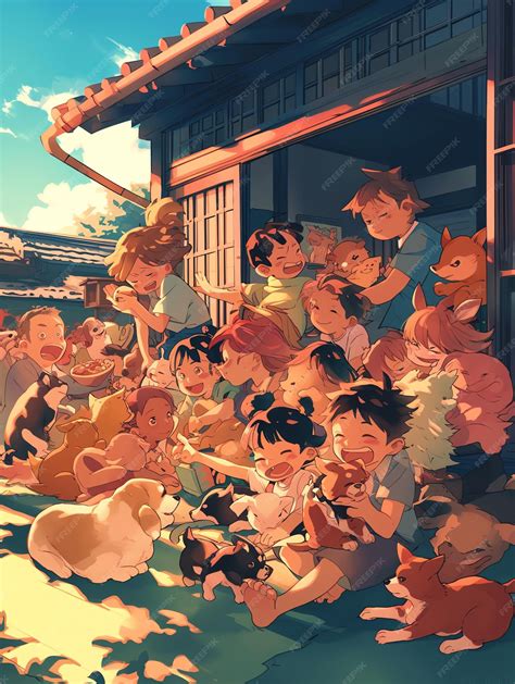 Un dessin animé d'enfants et un bâtiment avec une image de dessin