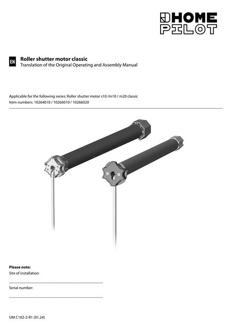 HOME PILOT M10 Roller Shutter Motor Instruction Manual
