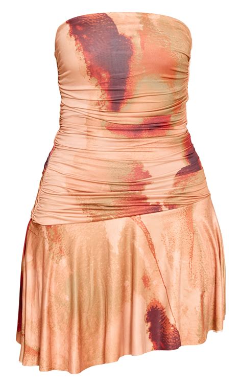 Nude Floral Double Layer Bandeau Shift Dress | Dresses | PLT