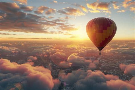 hot air balloon  flying   clouds   sun  setting