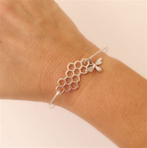 Honeycomb Bracelet Bee Honeycomb Jewelry Bee Bangle - Etsy