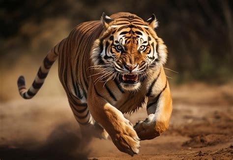 premium photo  tiger running   wild