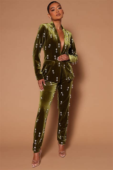 Chloe Embellished Velvet Blazer - Chartreuse | Fashion Nova