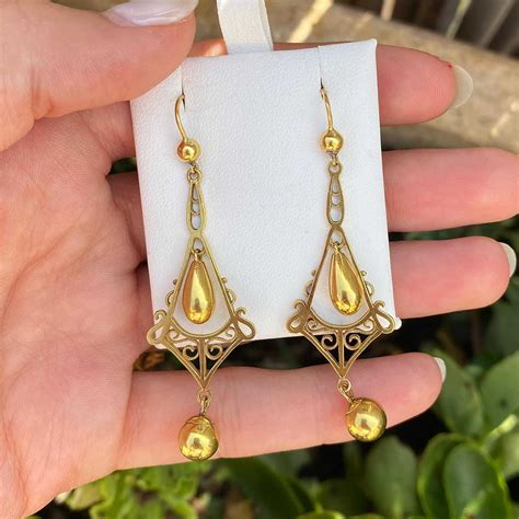 antique long 2 drops earrings - איריס חריש