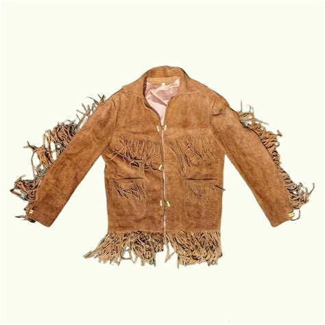 VINTAGE SUEDE FRINGE JACKET IN LIGHT BROWN - A... - Depop