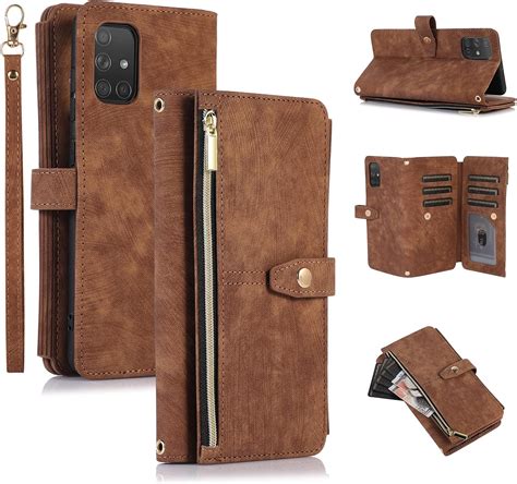 UEEBAI Case for Samsung Galaxy A71 4G, 9 Card Slots Retro Leather ...