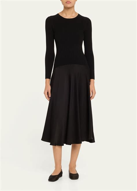 Veronica Beard Vaughn Long-Sleeve Drop-Waist Dress - Bergdorf Goodman