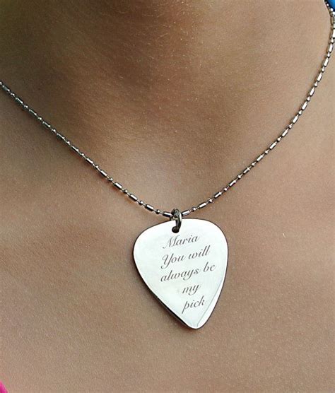 Personalized Silver Guitar Pick Necklace Custom by aandlengraving Music ...