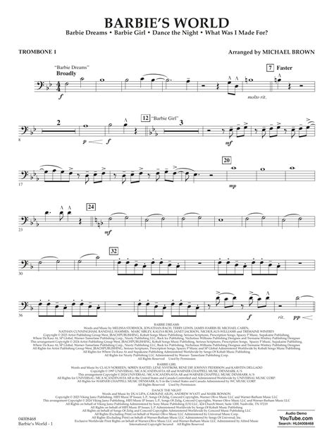 Barbie's World - Trombone 1 by Michael Brown Sheet Music for Concert