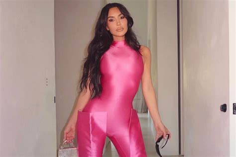 kim kardashian channels  power rangers   hot pink catsuit
