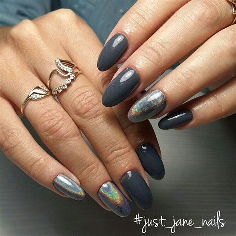 Серый, пигмент, втирка, призма | Nail designs, Nails, Nail art