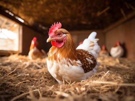 Premium AI Image | a chicken in a barn