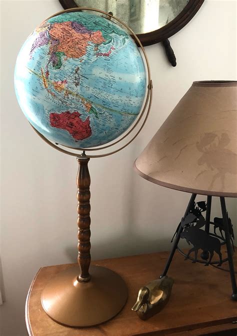 vintage replogle world nation series floor globe   diameter etsy