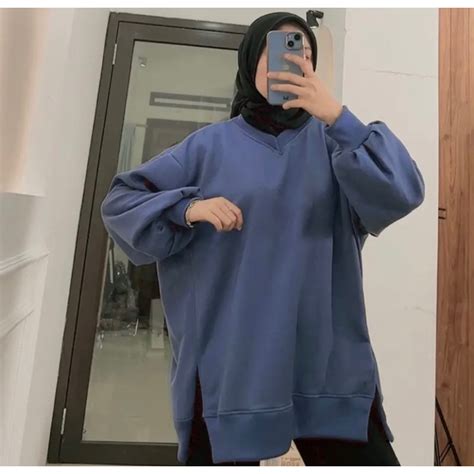 jual oversize  basic belah pinggir sweater oversize oblong belah