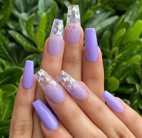 Uñas Acrilicas Moradas Largas