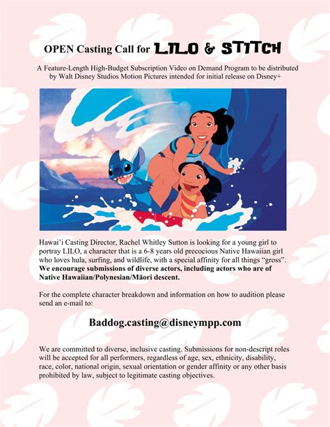 Casting call: 'Lilo and Stitch' is still looking for Lilo, Tutu, Mrs