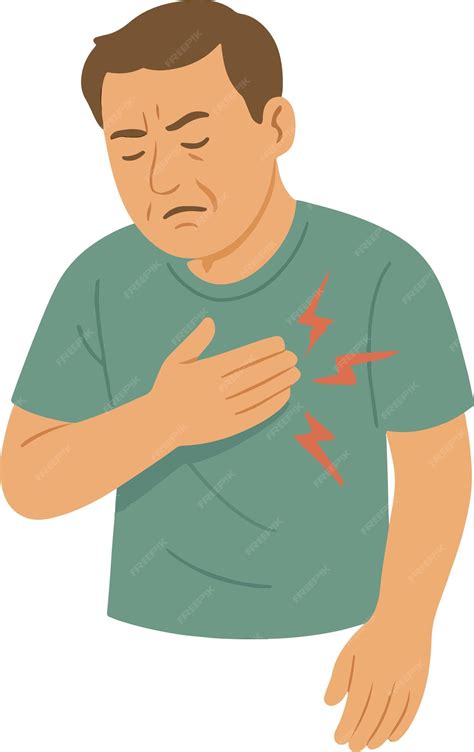 Man experiencing chest pain symptom of heart attack | Premium Vector