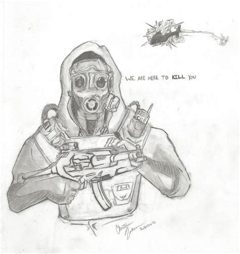 Gas Mask Soldier Drawing at PaintingValley.com | Explore collection of ...