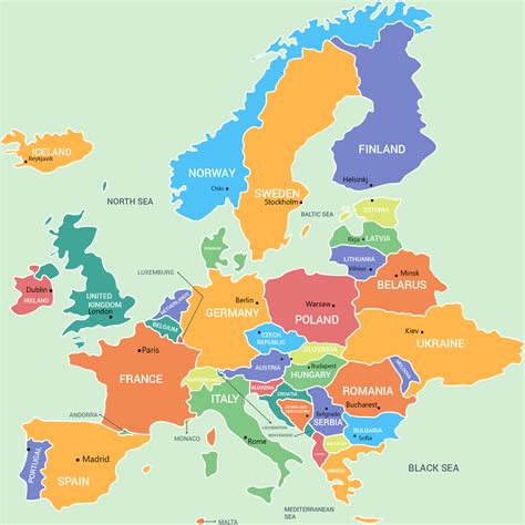 Europe Map Png Vector Black And White Map Of Europe Png Png Image