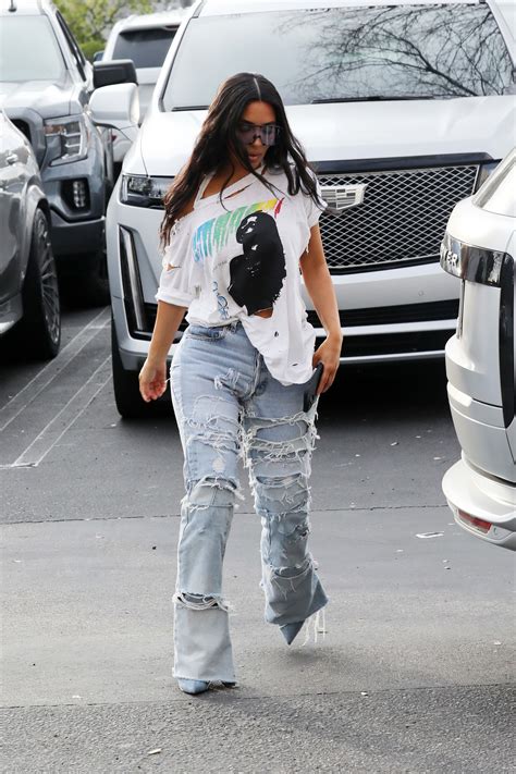 Kim Kardashian Wears Extreme Ripped Jeans While Out in Los Angeles—See