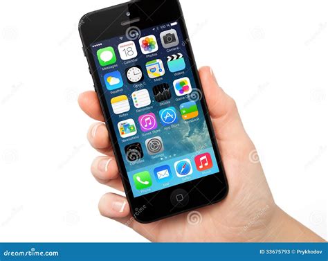 New Operating System IOS 7 Screen on IPhone 5 Apple Editorial Stock ...
