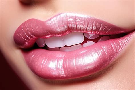Premium AI Image | Make up theme enhanced image of attractive lips pink