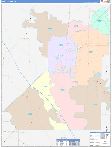 Kings County, CA Wall Map Color Cast Style by MarketMAPS - MapSales