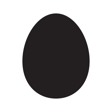 black oval egg shape flat isolated  white oval shape icon black