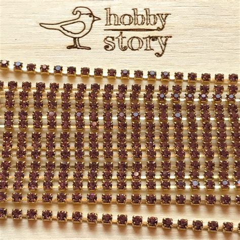 Стразы на цепочке стекло SS6 светло-пурпурный золотой, 10 см · Hobby Story