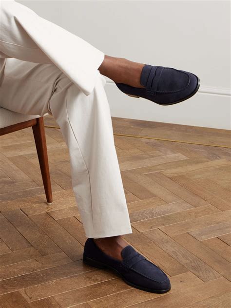 manolo blahnik perry suede penny loafers  men  porter