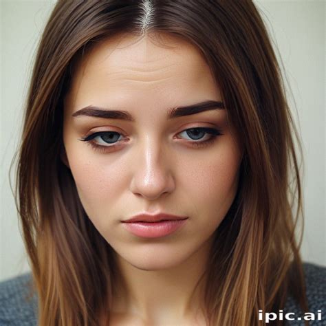 Natural Portrait of a Young Woman with Thoughtful Expression and