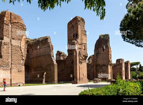 baths  caracalla italian terme  caracalla  rome italy stock