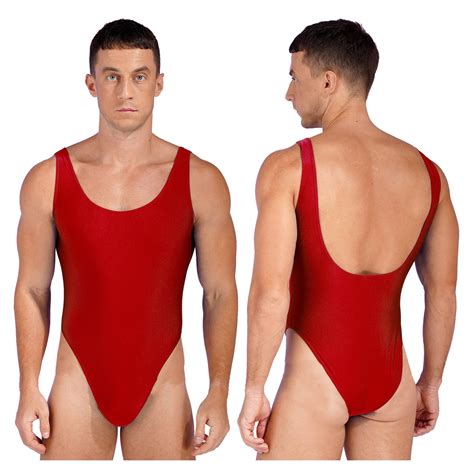 Sxiwei Mens Fashion One-piece Swimsuits Sleeveless High Cut Bodysuit