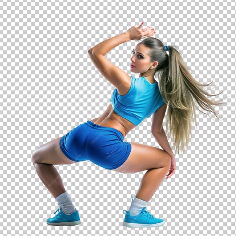 Premium PSD | Attractive girl dancing twerk the blue