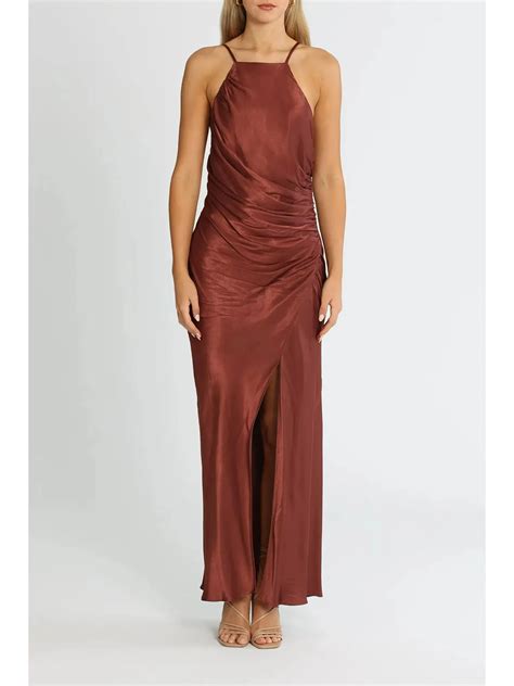Shona Joy Thalia Bias Midi Dress in Sangria Size AU 10 | The Volte