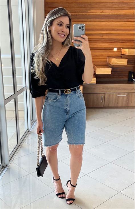 Look Com Bermuda Jeans Curta - Looks com Bermudas Jeans: Versatilidade,e Autenticidade | Moda, Bermuda ...