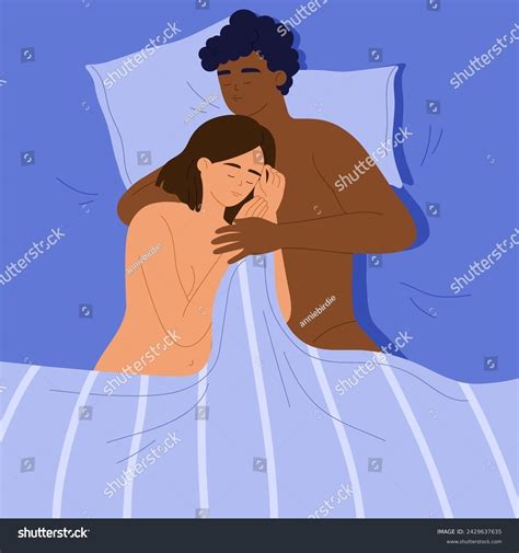 Love Couple Sleeping After Sex Bed Stock Vector (Royalty Free