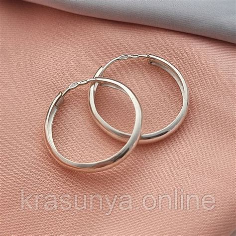 Серебряные серьги конго, широкие серьги кольца из серебра (ID ...