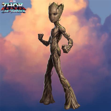 rob brunette thor love  thunder teen groot