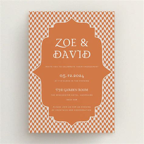Retro Geo in Engagement Party Invitations