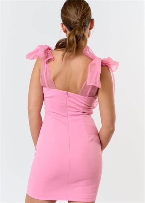 Pearl Detail Pink Dress - Cousin Couture