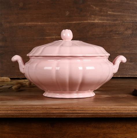 Tureen French Antique, Soup Tureen With Lid, Pink Earthenware Tureen ...