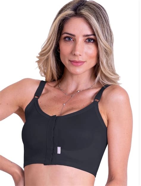 Qual O Melhor Sutiã Pós Cirurgico - Sutiã Preto Pós Cirúrgico Com Reforço e Fecho Frontal Tam: P/42 Ref ...