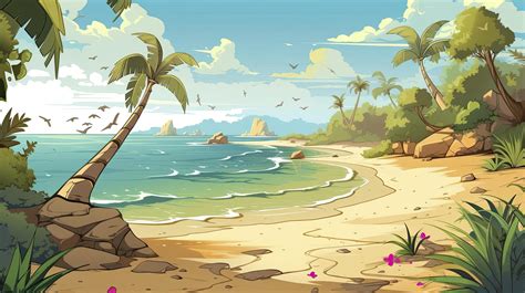 beach cartoon background wallpaper, generat ai 22712966 Stock Photo at