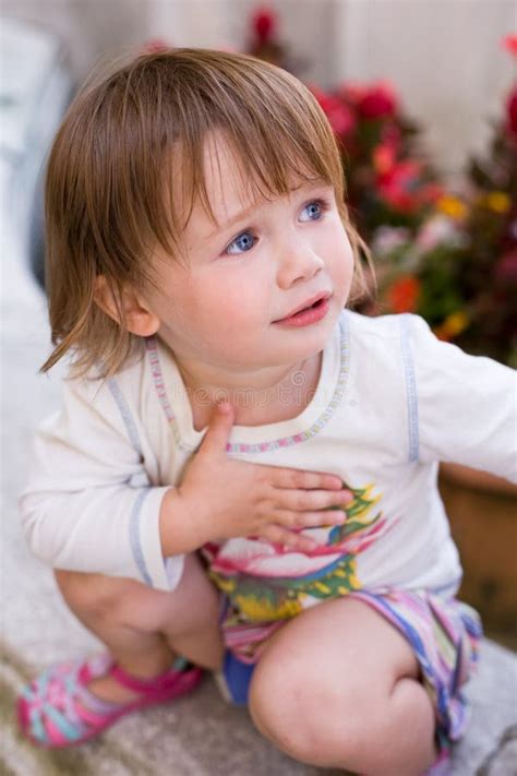 Charming Baby Toddler Girl. Stock Image - Image of crouching, small ...