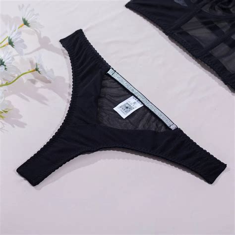 Rhinestone Sexy Black Girls Lingerie Suppliers Feminine Hot Transparent