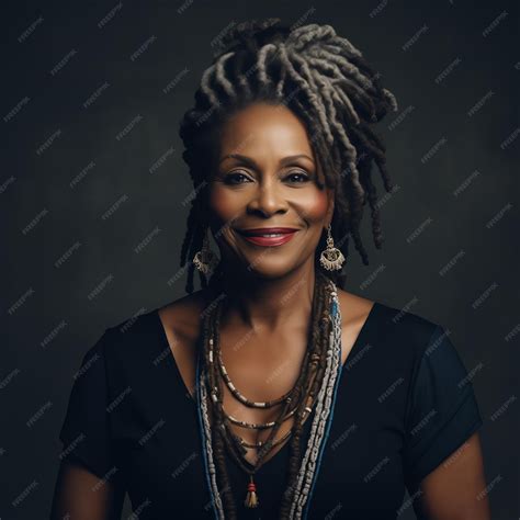 Premium AI Image | Portrait of beautiful older black woman with long