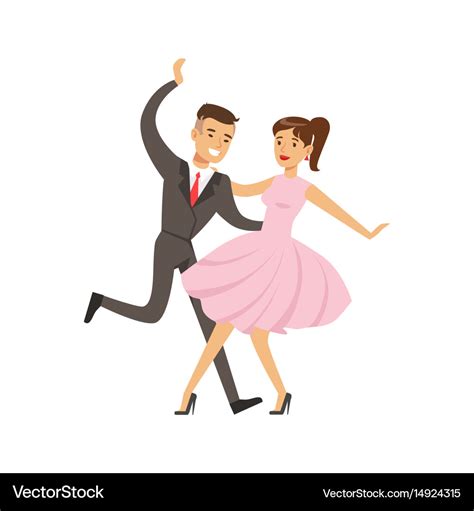 Young couple dancing boogie woogie dance colorful Vector Image