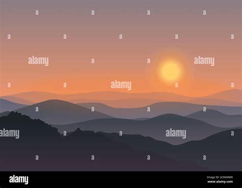 Cartoon mountain landscape in sunset. Background Outdoor Recreation ...