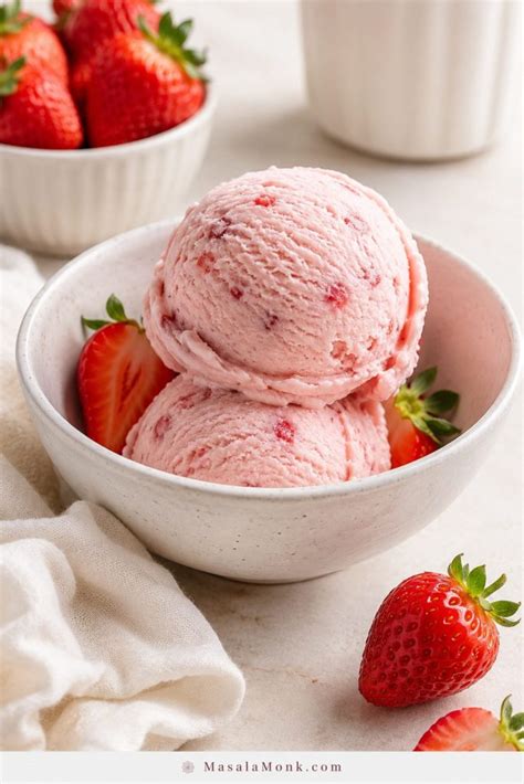 strawberry ice cream recipe creamy eggless  icy masala monk